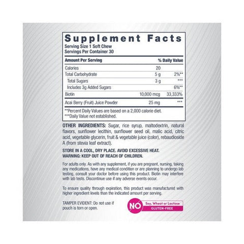 Neocell Laboratories, Biotin Beauty Soft Chews Acai Berry, 10000 Mcg, 30 Count Neocell Laboratories