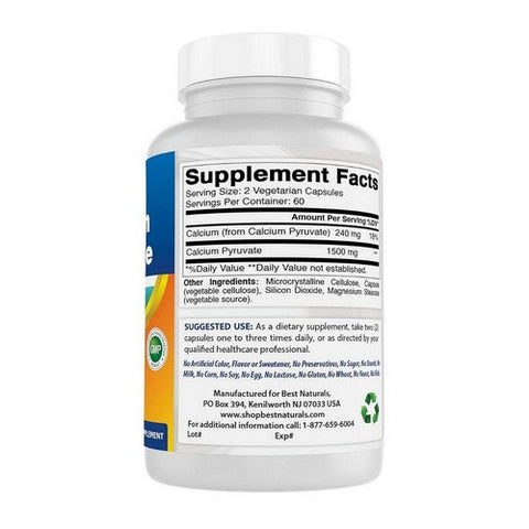 Best Naturals, Calcium Pyruvate, 750 mg, 120 Caps Best Naturals