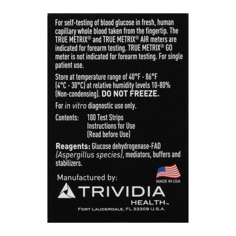 True Metrix, Self Monitoring Blood Glucose Test Strips, 100 Count True Metrix
