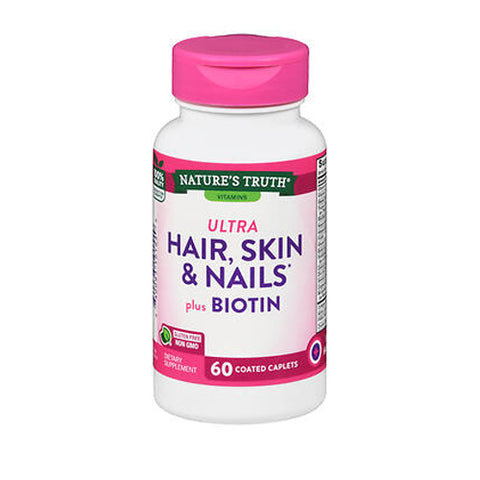 Nature's Truth, Hair Skin & Nails Plus Biotin Coated Caplets, 60 Tabs Nature's Truth