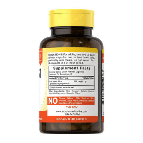 Sundance, Red Yeast Rice Quick Release Capsules, 600 mg, 90 Caps Sundance