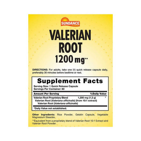 Sundance, Vitamins Valerian Root Capsules, 1200 mg, 60 Caps Sundance