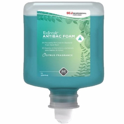Deb, Antibacterial Soap Refresh AntiBac Foam Foaming 1,000 mL Dispenser Refill Bottle Citrus Scent, Count of 6 Deb