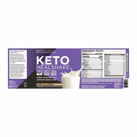Keto Science, Keto Meal Shake Vanilla, 20.7 Oz