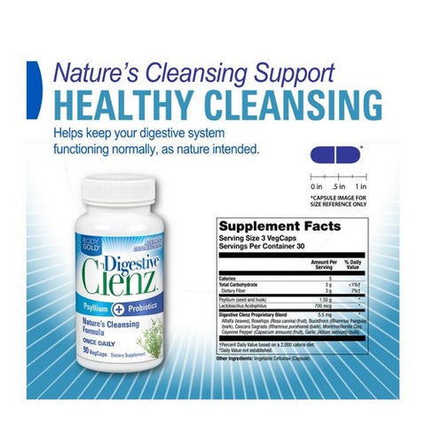 Body Gold, Digestive Clenz Psyllium And Probiotics, 90 Count