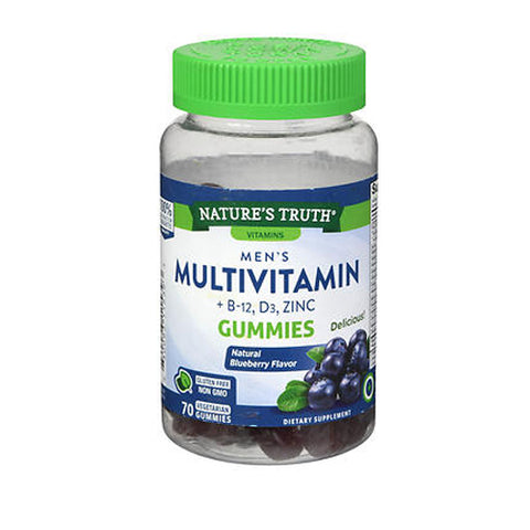Men's Multivitamin + B-12, D3, Zinc Gummies Natural Blueberry Flavor 70 Count by Nature's Truth