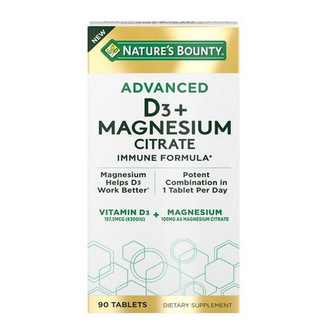 Advanced Vitamin D + Magnesium 90 Count by Nature's Bounty