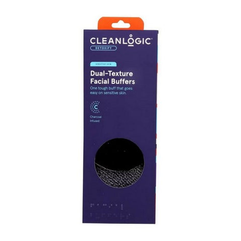 Cleanlogic, Dual-Texture Facial Buffers Charcoal Infused Sensitive Skin, 3 Count Cleanlogic