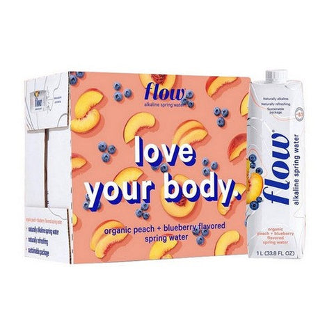 Flow Water, Water Alkaline Peach Blueberry, 33.8 Oz(Case Of 12) Flow Water