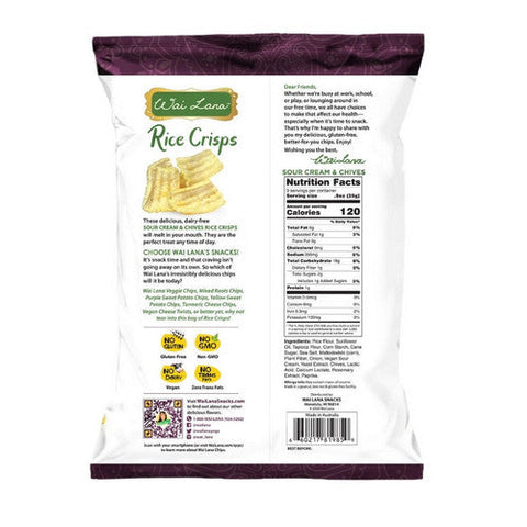 Wai Lana, Rice Crisps Sour Cream Chives, 2.65 Oz(Case Of 12) Wai Lana