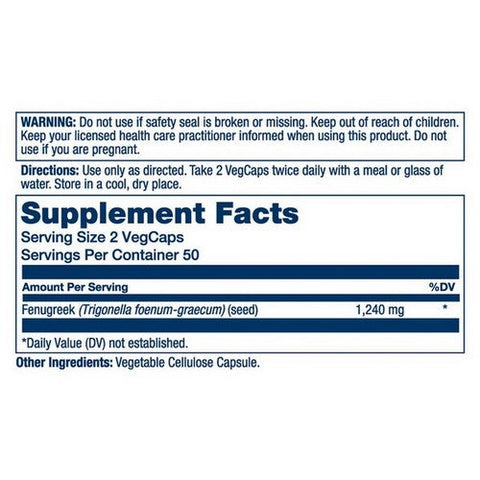 Solaray, True Herbs Fenugreek, 1240 Mg, 100 Veg Caps Solaray