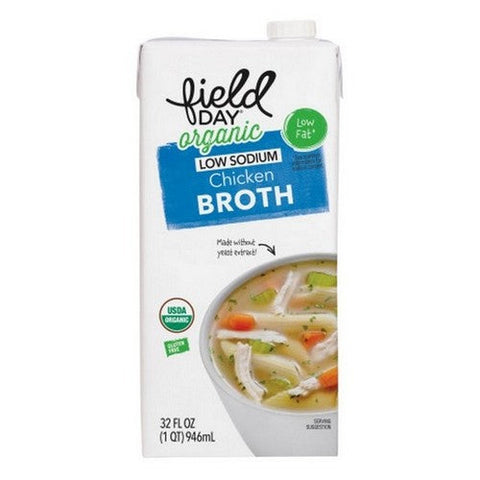 Field Day, Organic Low Sodium Chicken Broth, 32 Oz (Case Of 12) Field Day