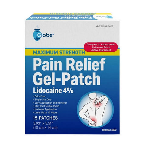 Globe, Lidocaine Gel Patch 4%, 15 Count