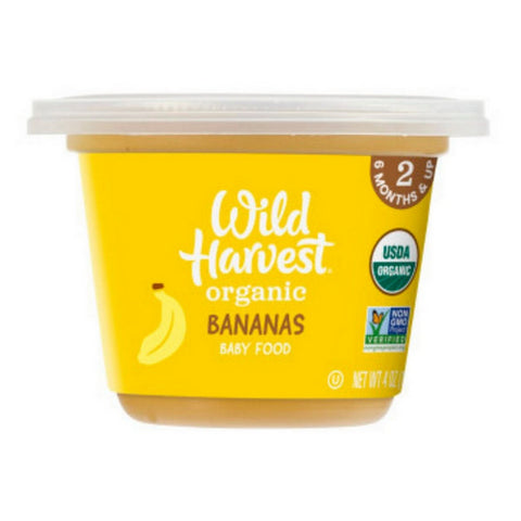 Organic Baby Food Bananas 4 Oz (Case Of 12) by Wild Harvest