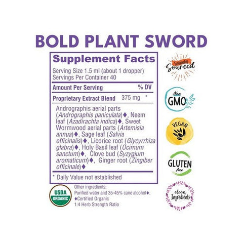 Bold Botanica, Bold Plant Sword Extract for Immune Defense, 2 Oz