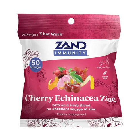 Zand, Immunity Cherry Echinacea Zinc Throat Lozenges, 50 Count Zand