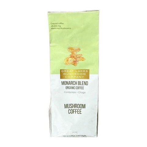 Monarch Blend Dark Roast Organic Mushroom Coffee 10 Oz by Great Lakes Mushroom Company
