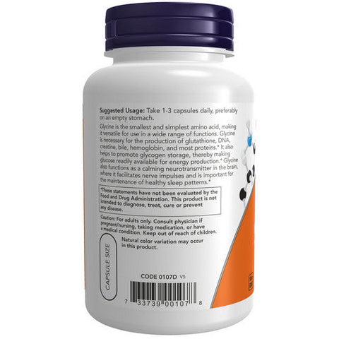 Now Foods, Glycine, 1000 Mg, 100 Veg Caps Now Foods