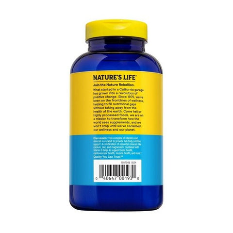 Nature's Life, Calcium Magnesium Zinc Mineral Complex, 1000/600/15 mg, 250 Tabs Nature's Life