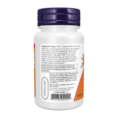 Now Foods, MK-7 Vitamin K-2, 100 Mcg, 60 Veg Caps Now Foods