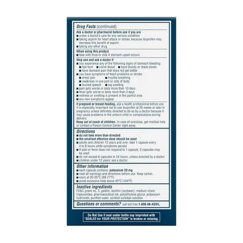 Advil, Solubilized Ibuprofen Pain Reliever Fever Reducer, 200 Mg, 160 Liquid Filled Capsules Advil